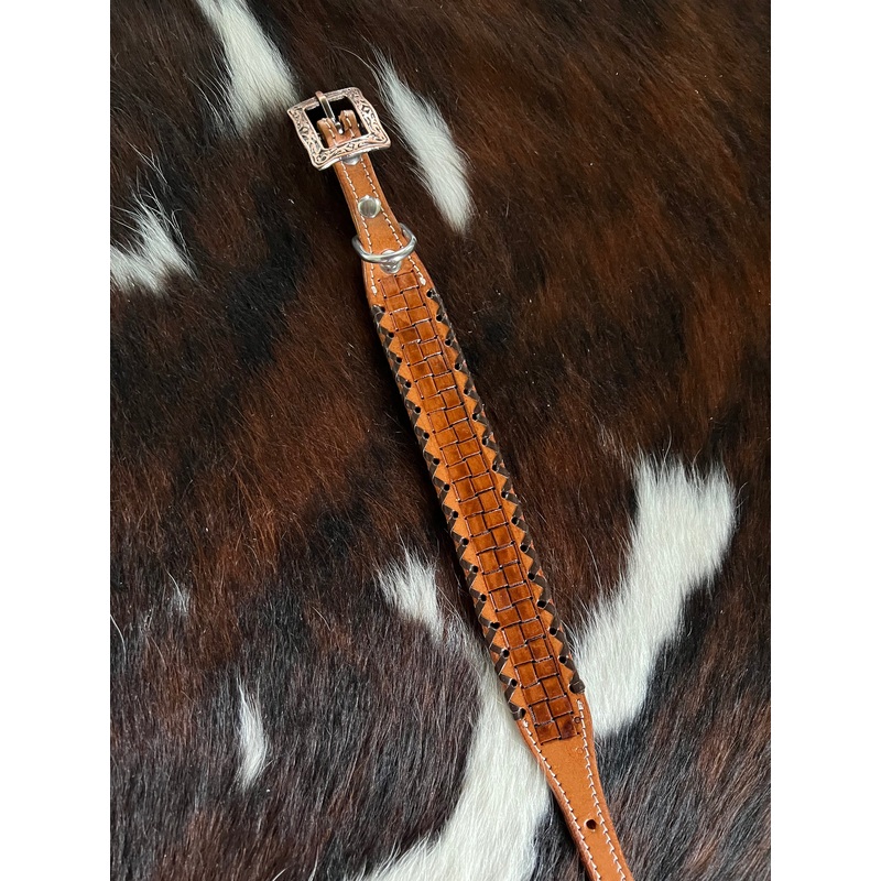 Basket Weave leather dog collar