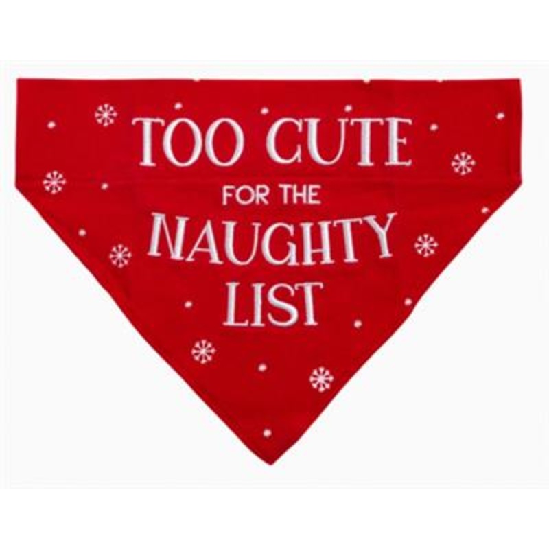 "Too Cute for the Naughty List" Dog Bandana