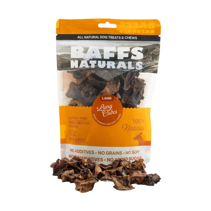 All-Natural Premium Lamb Lung Cubes Dog Chews (7oz Bag)