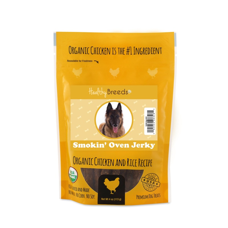 Belgian Tervuren Smokin' Oven Organic Chicken & Rice Recipe Jerky Dog Treats 4 oz
