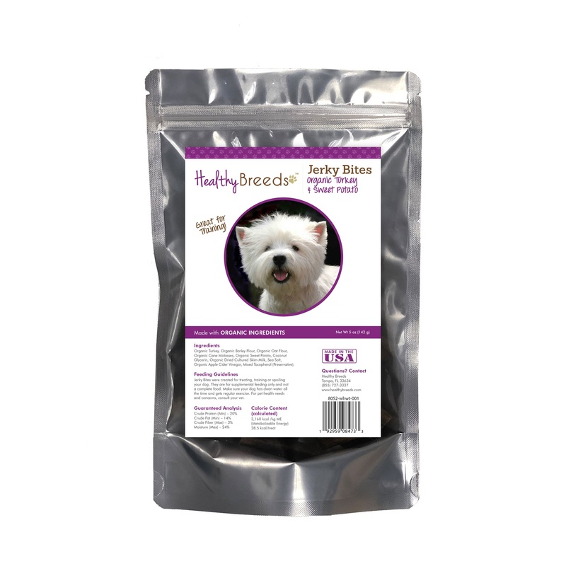 West Highland White Terrier Jerky Bites Turkey & Sweet Potato Recipe Dog Treats 5 oz