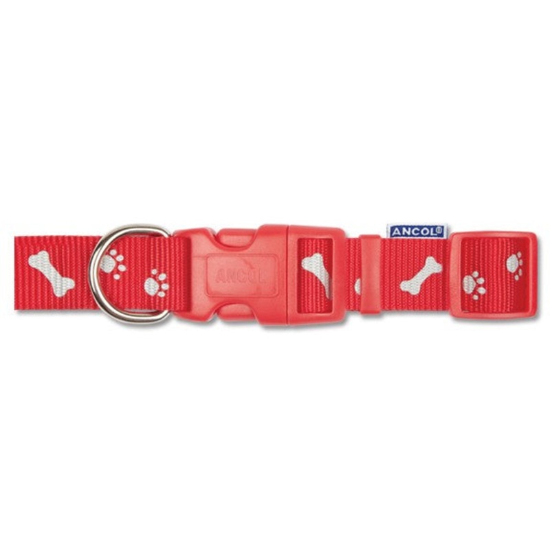Ancol Paw & Bone Red Collar 14"
