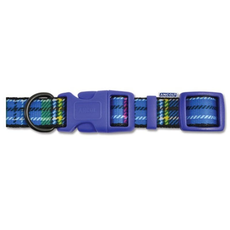 Ancol Adjust Tartan Blue Collar 10-20"