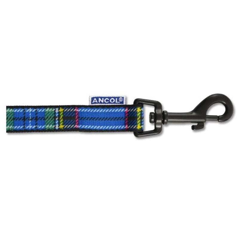 Ancol Nylon Lead Blue Tartan 3/4"
