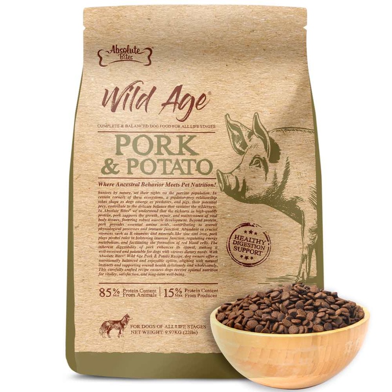 34% OFF+FREE TREATS: Absolute Bites Wild Age Pork & Potato Dry Dog Food