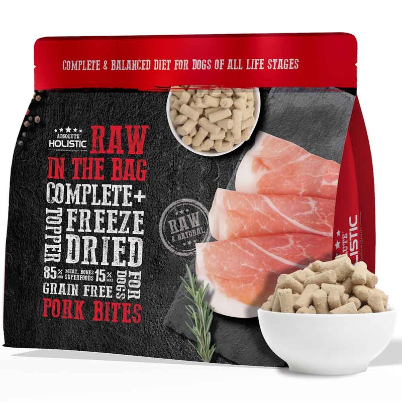 Absolute Holistic Raw in the Bag Pork Bites Complete Freeze Dried Dog Food 14oz