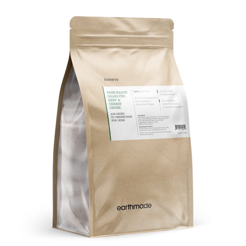 25% OFF: Boneve Earthmade Free-Range Grass-Fed Beef & Cheese Chunk Air-Dried Dog Treats 150g