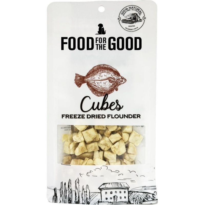 25% OFF (Exp 30Sep25): Food For The Good Flounder Cubes Freeze-Dried Treats For Cats & Dogs 40g