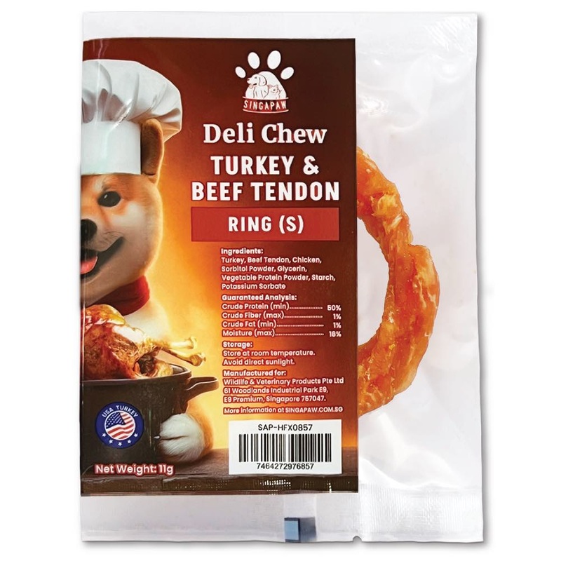 25% OFF: Singapaw Deli Chew Turkey & Beef Tendon Ring Dog Chew (Small) 11g