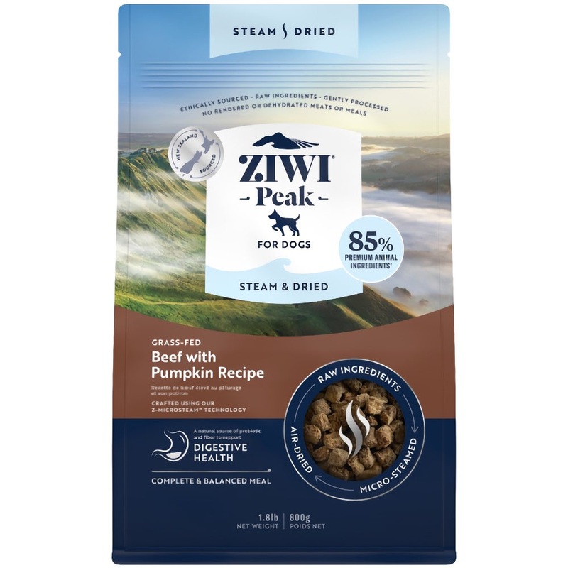 25% OFF: Ziwi Peak Grass Fed Beef With Pumpkin Recipe Steam & Dried Dog Food