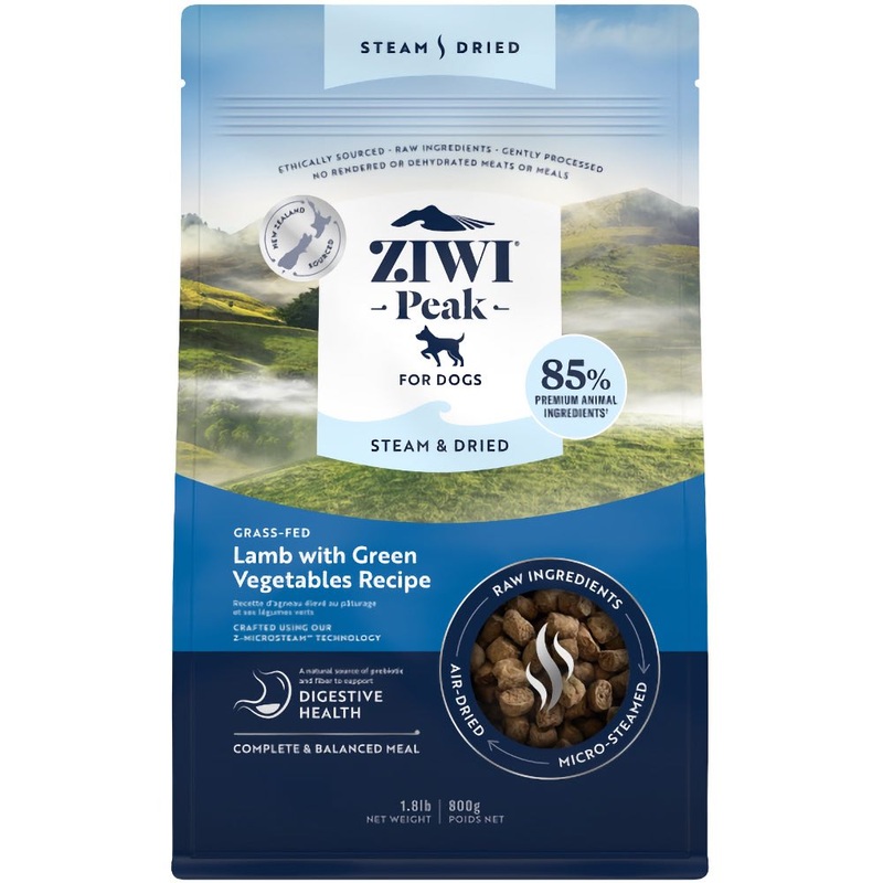 25% OFF: Ziwi Peak Grass Fed Lamb With Green Vegetables Recipe Steam & Dried Dog Food