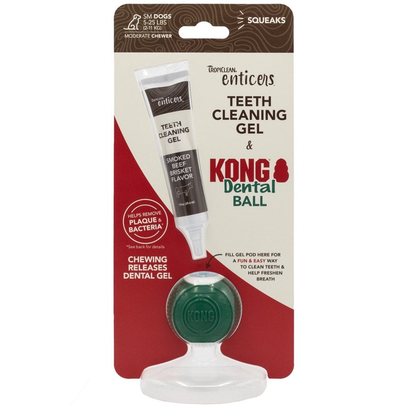 15% OFF:TropiClean Enticers Teeth Cleaning Gel & Kong Dental Ball Dog Toy (Small)