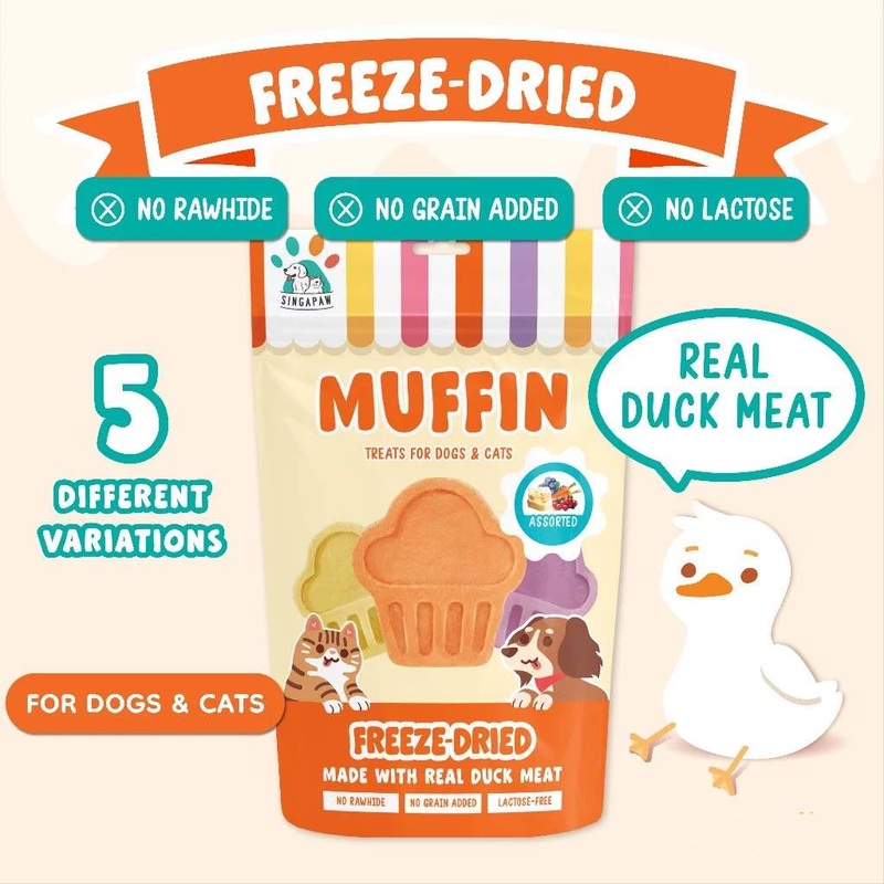 18% OFF: Singapaw Muffin Duck Freeze-Dried Treats For Cats & Dogs 100g