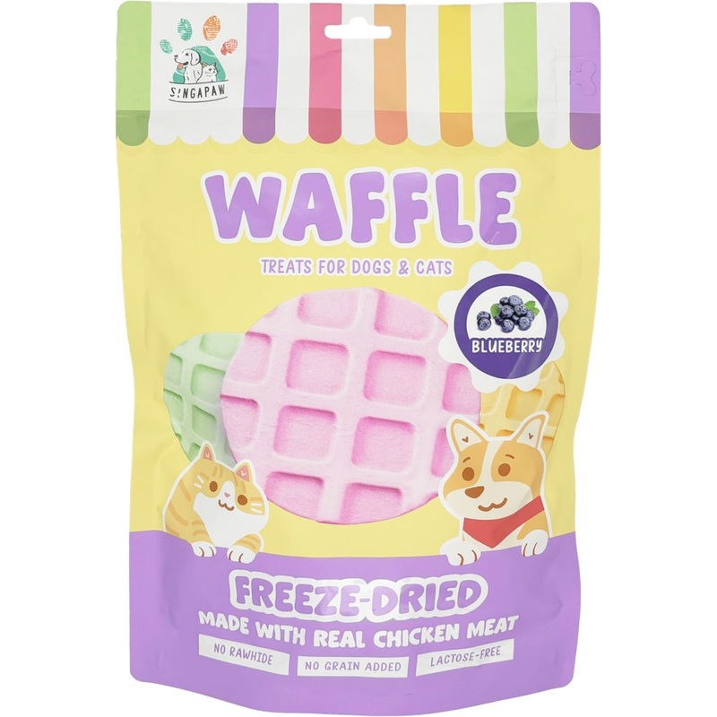 18% OFF: Singapaw Waffle Chicken & Blueberry Grain-Free Freeze-Dried Treats For Cats & Dogs 120g