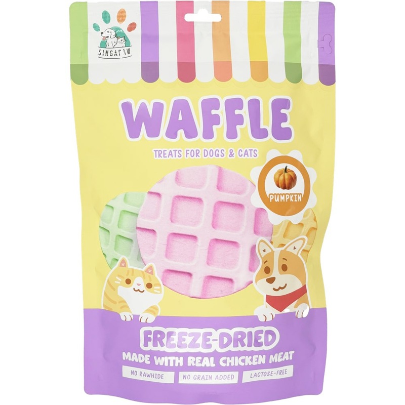 18% OFF: Singapaw Waffle Chicken & Pumpkin Grain-Free Freeze-Dried Treats For Cats & Dogs 120g