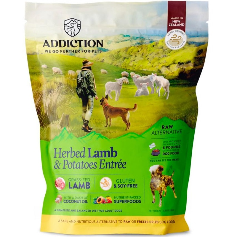 20% OFF: Addiction Herbed Lamb & Potatoes Grain Free Raw Alternative Dog Food 2lb