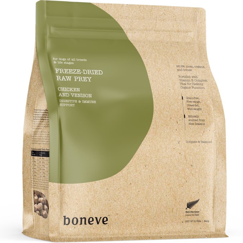 20% OFF: Boneve Chicken & Venison Digestive & Immune Support Grain-Free Freeze-Dried Raw Dog Food