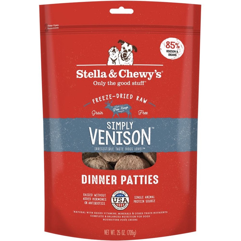 Stella & Chewys Simply Venison Dinner Patties Grain-Free Freeze-Dried Raw Dog Food 25oz