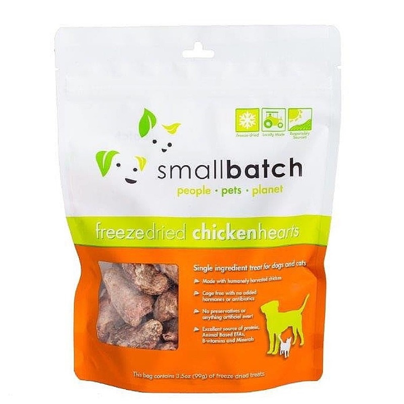 10% OFF (Exp 15Dec25): Smallbatch Chicken Hearts Freeze Dried Cat & Dog Treats 3.5oz