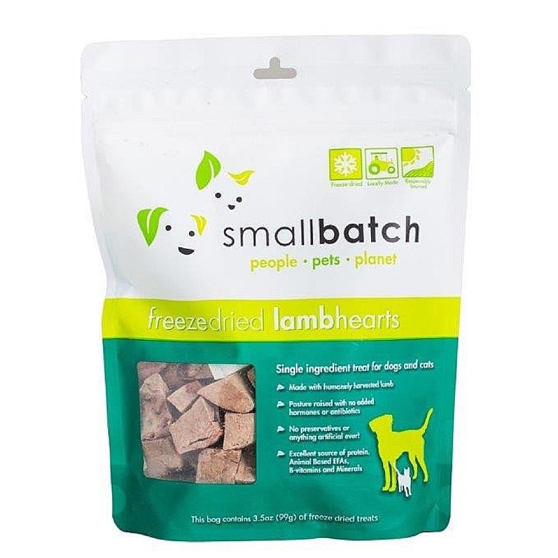 10% OFF (Exp 23Nov25): Smallbatch Lamb Hearts Freeze Dried Cat & Dog Treats 3.5oz