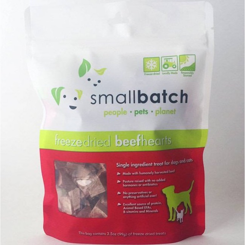 10% OFF (Exp 2Sep25): Smallbatch Beef Hearts Freeze Dried Cat & Dog Treats 3.5oz