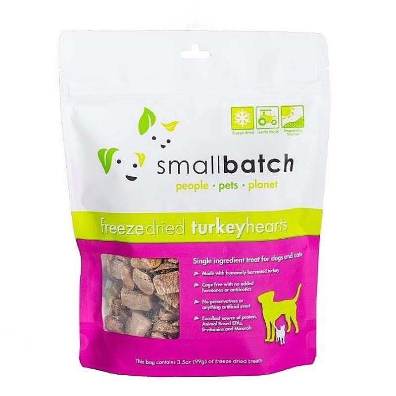 10% OFF: Smallbatch Turkey Hearts Freeze Dried Cat & Dog Treats 3.5oz