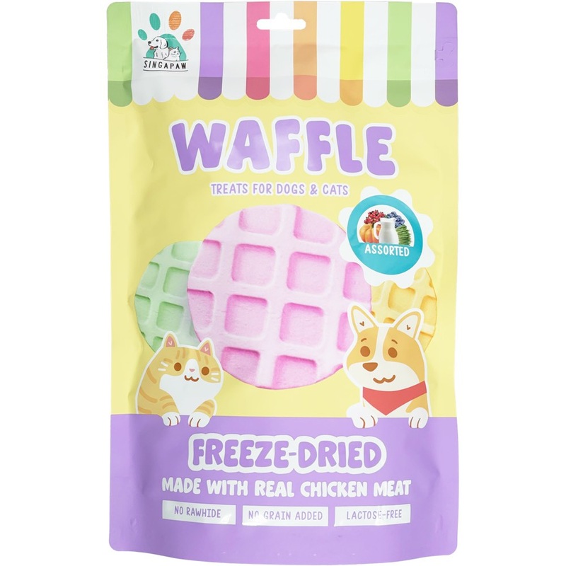 18% OFF: Singapaw Waffle Assorted Flavors Grain-Free Freeze-Dried Treats For Cats & Dogs 120g