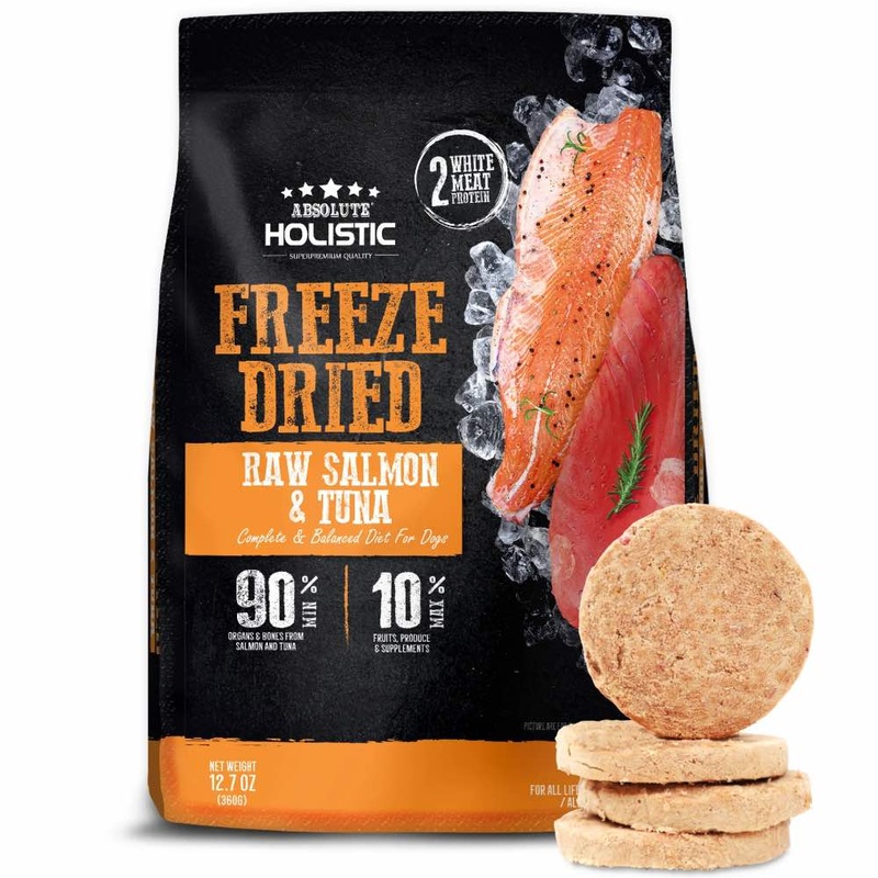 'BUNDLE DEAL': Absolute Holistic Patties Salmon & Tuna Grain-Free Freeze-Dried Dog Food 12.7oz