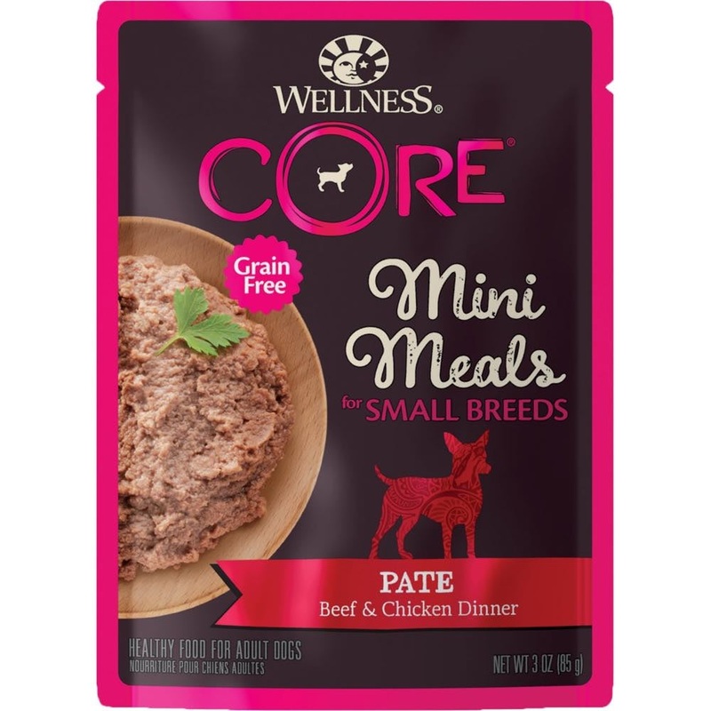Wellness CORE Mini Meals Pate Beef & Chicken Dinner Grain-Free Pouch Dog Food 3oz