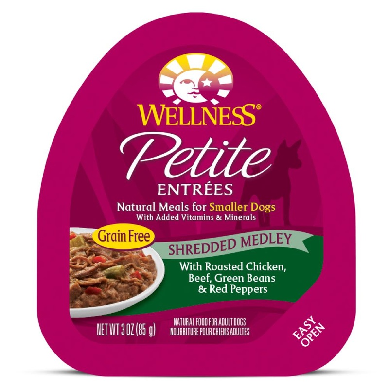 Wellness Petite Entrees Shredded Medley Roasted Chicken, Beef Grain-Free Tray Dog Food 85g