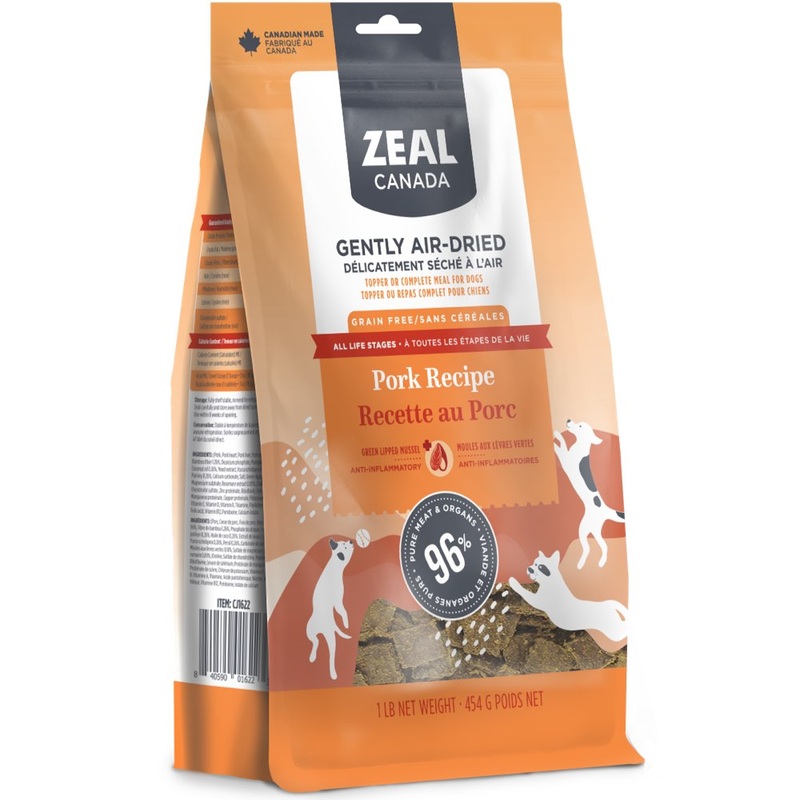 Zeal Canada Gently Air-Dried Pork Recipe Dry Dog Food 1lb (Exp 20Jan2026)
