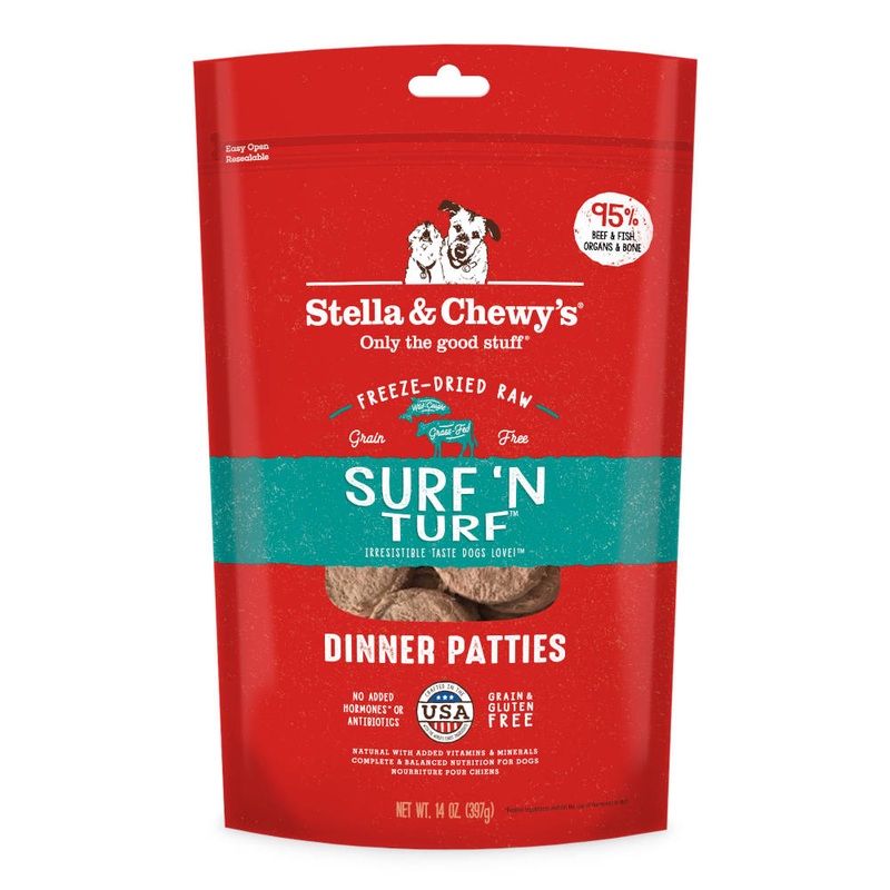 Stella & Chewys Surf N Turf Dinner Patties Grain-Free Freeze-Dried Raw Dog Food