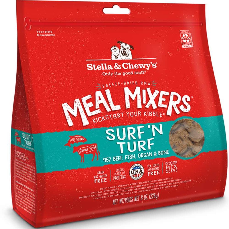 Stella & Chewys Surf & Turf Meal Mixers Grain-Free Freeze-Dried Raw Dog Food