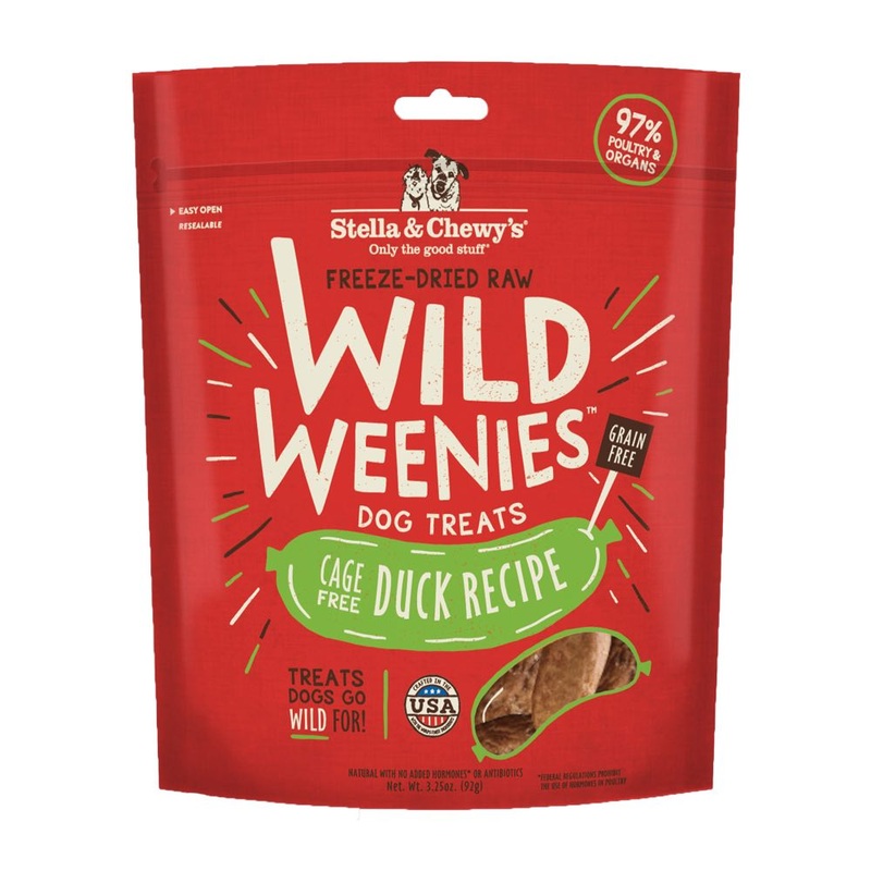 Stella & Chewys Wild Weenies Duck Recipe Grain-Free Freeze-Dried Dog Treats 3.25oz (Exp12Nov25)
