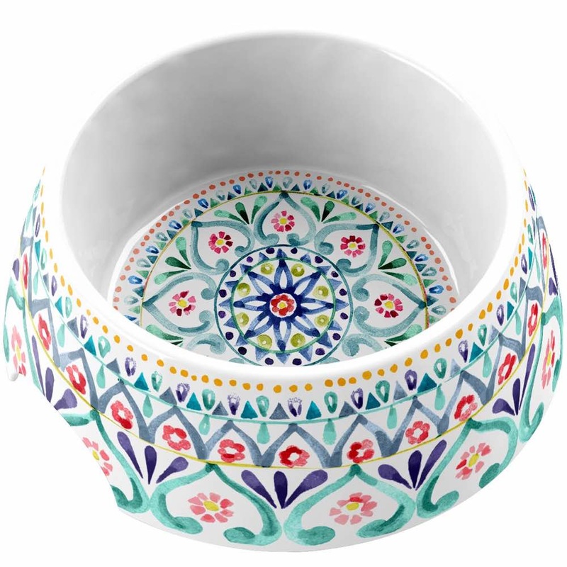 TarHong Boho Medallion Double Wall Dog Bowl
