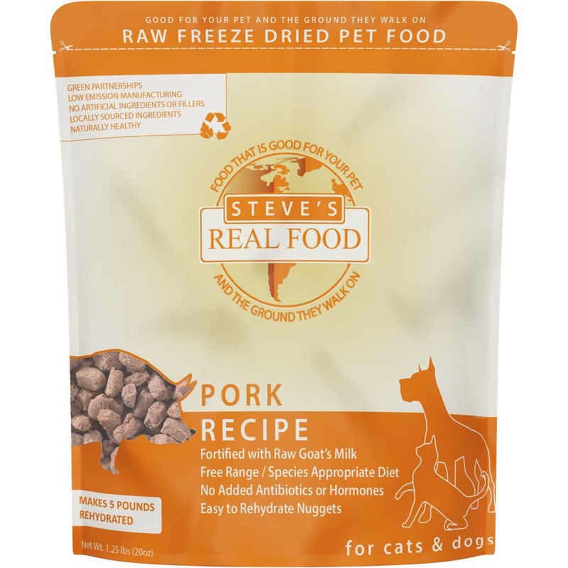 'BUNDLE DEAL+FREE FD TREATS': Steve's Real Food Pork Grain-Free Freeze-Dried Raw Food For Cats & Dogs 20oz