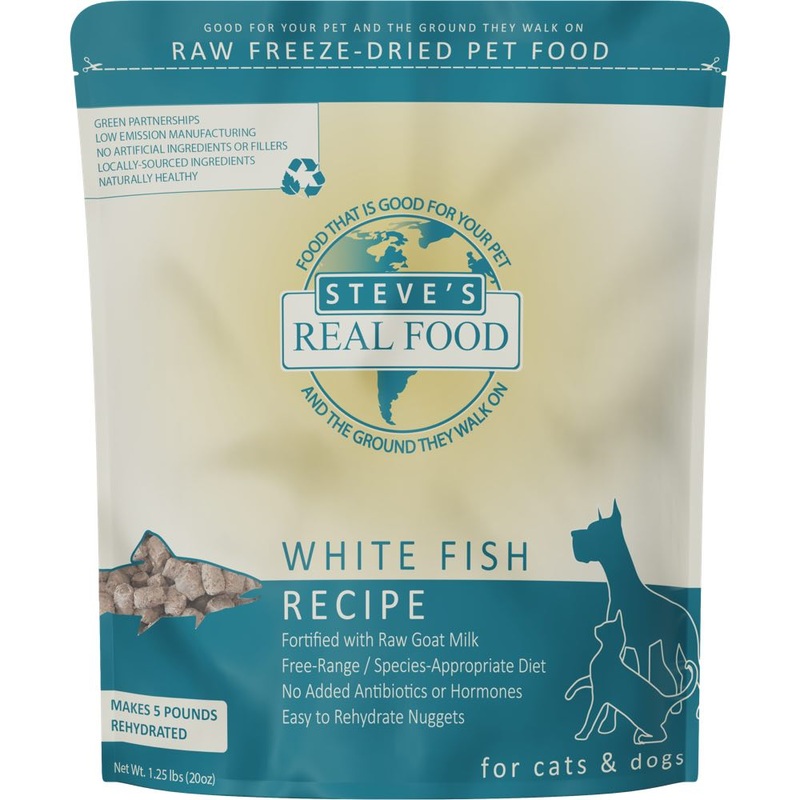 'BUNDLE DEAL+FREE FD TREATS': Steve's Real Food White Fish Grain-Free Freeze-Dried Raw Food For Cats & Dogs 20oz