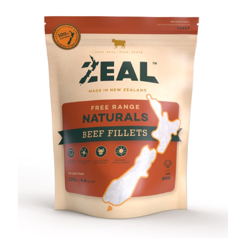 'BUNDLE DEAL': Zeal Free Range Naturals Beef Fillets Jerky Dog Treats 125g
