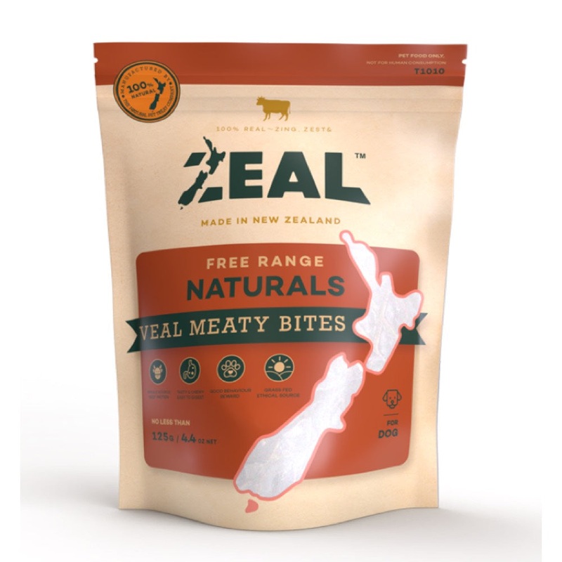 'BUNDLE DEAL': Zeal Free Range Naturals Veal Meaty Bites Dog Treats 125g