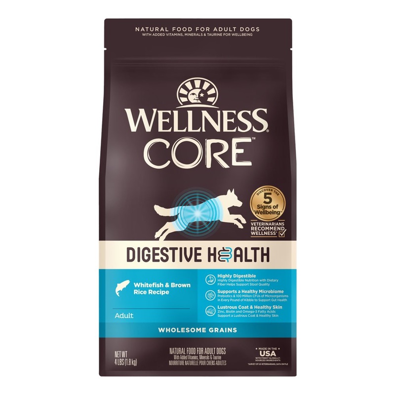 'FREE FD TREATS w 22lb': Wellness CORE Digestive Health Whitefish & Brown Rice Adult Dry Dog Food