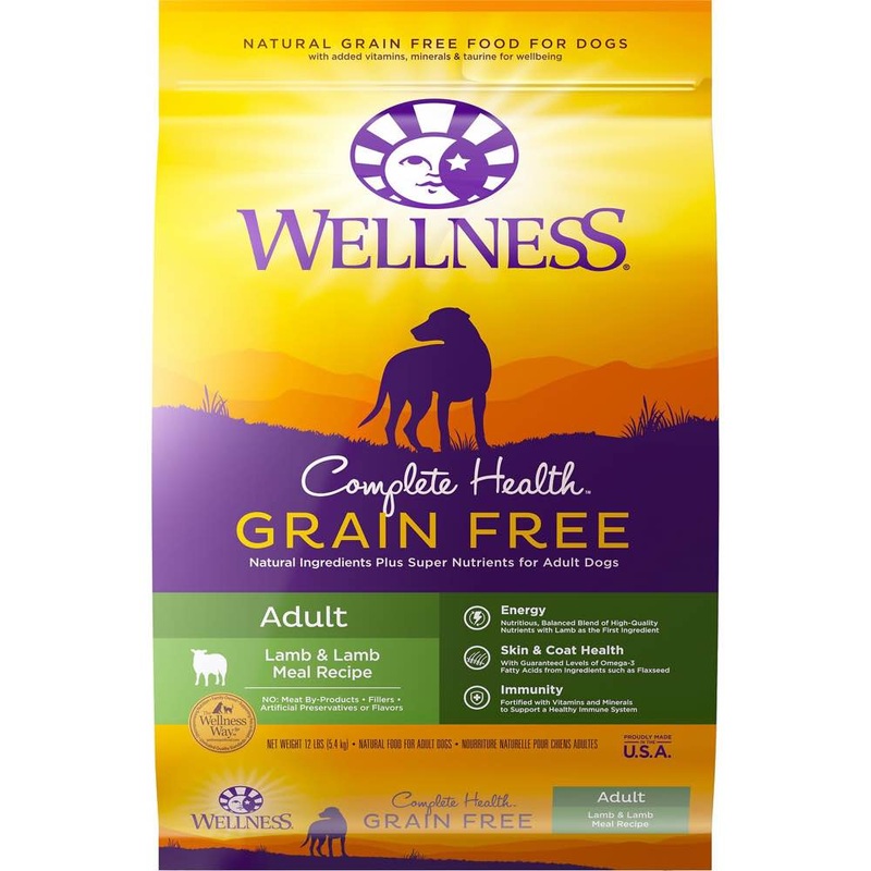 'FREE FD TREATS': Wellness Complete Health Grain Free Adult Lamb & Lamb Meal Dry Dog Food 24lb