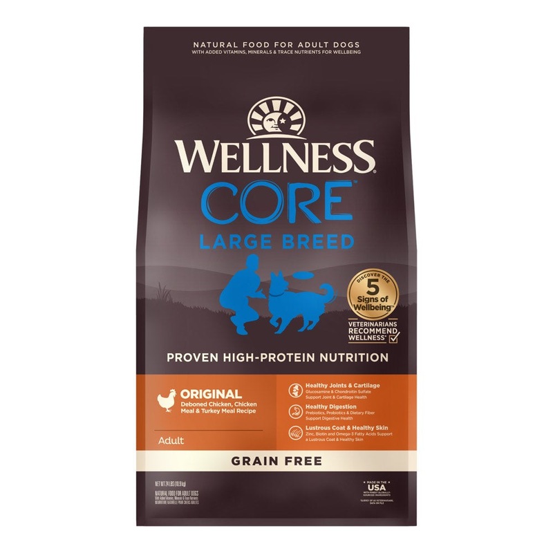 'FREE FD TREATS': Wellness CORE Grain Free Large Breed Original Dry Dog Food 24lb