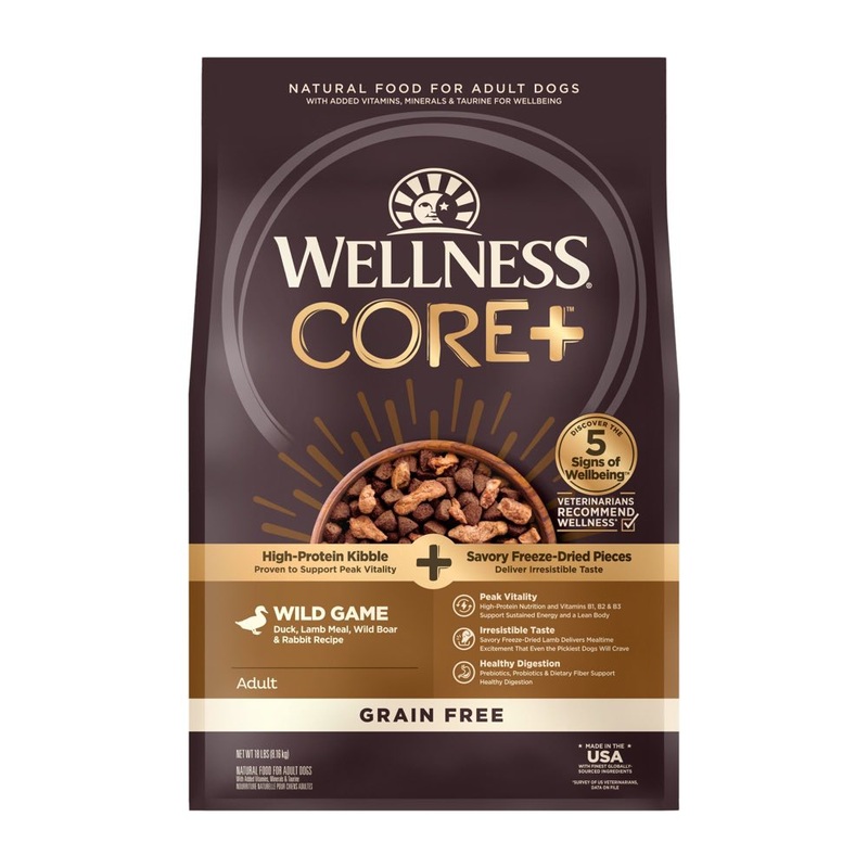 'FREE FD TREATS': Wellness CORE+ (RawRev) Wild Game Adult Grain-Free Dry Dog Food