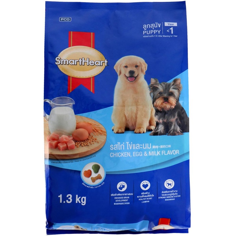 '$1 OFF+FREE TREATS (Exp 17Jul25)': Smartheart Chicken, Egg & Milk Flavor Puppy Dry Dog Food 1.3kg