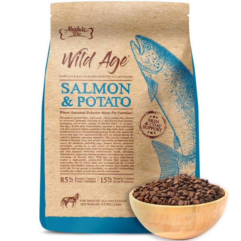 '35% OFF 3.3lb(Exp 5Nov25)+FREE TREATS': Absolute Bites Wild Age Salmon & Potato Complete Dry Dog Food