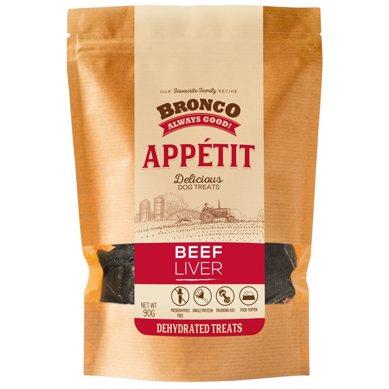 $4 OFF: Bronco Appetit Beef Liver Dehydrated Dog Treats 90g