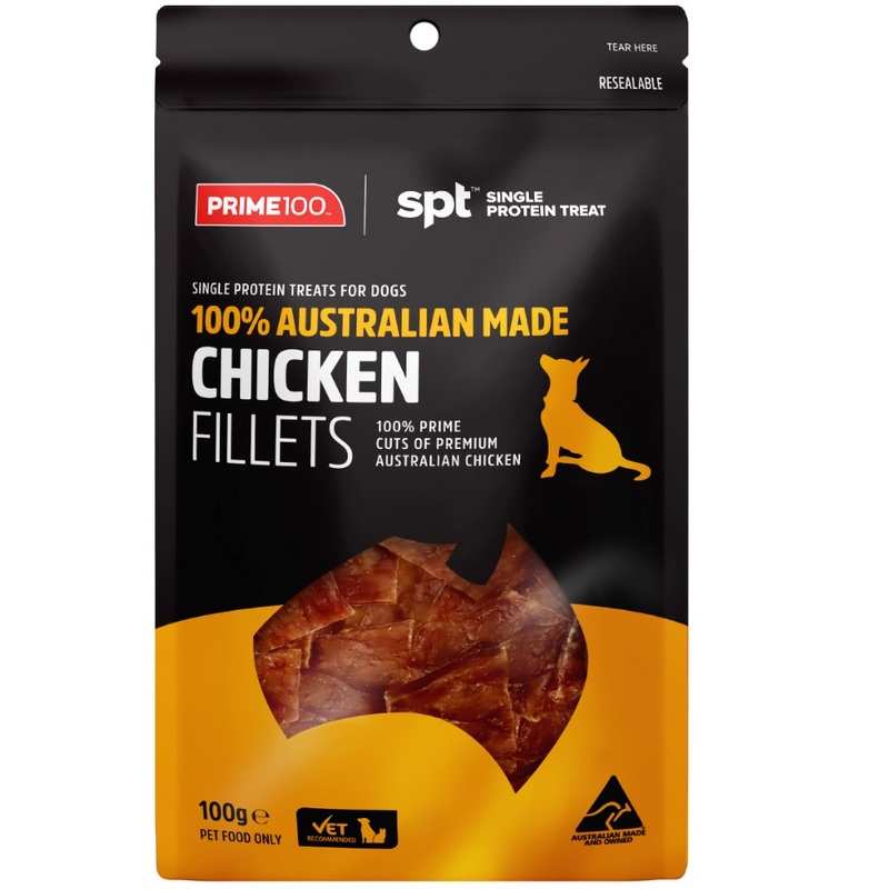 'BUNDLE DEAL': Prime100 Single Protein Chicken Fillets Air Dried Dog Treats 100g