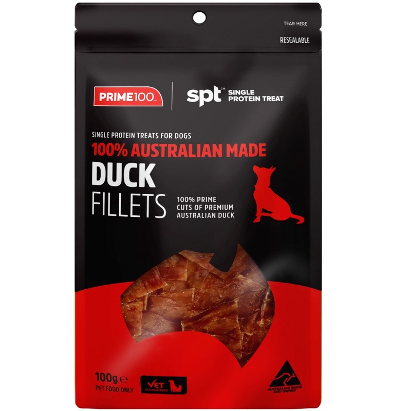 'BUNDLE DEAL': Prime100 Single Protein Duck Fillets Air Dried Dog Treats 100g