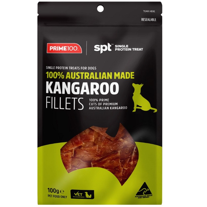 'BUNDLE DEAL': Prime100 Single Protein Kangaroo Fillets Air Dried Dog Treats 100g
