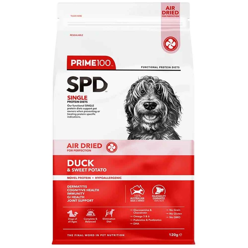'BUNDLE DEAL': Prime100 SPD Duck & Sweet Potato Air Dried Dog Food 120g